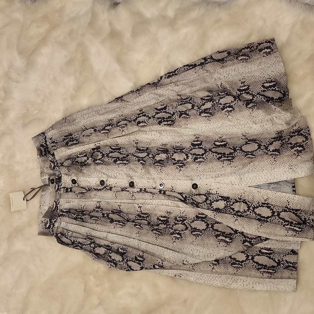 Pleated snakeskin high waisted skirt